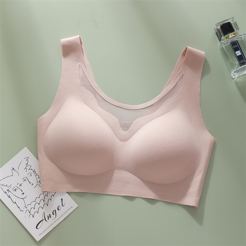 Breathable vest push-up bra in blush pink