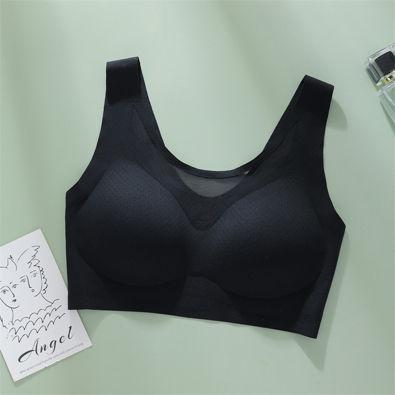 Breathable vest push-up bra in black