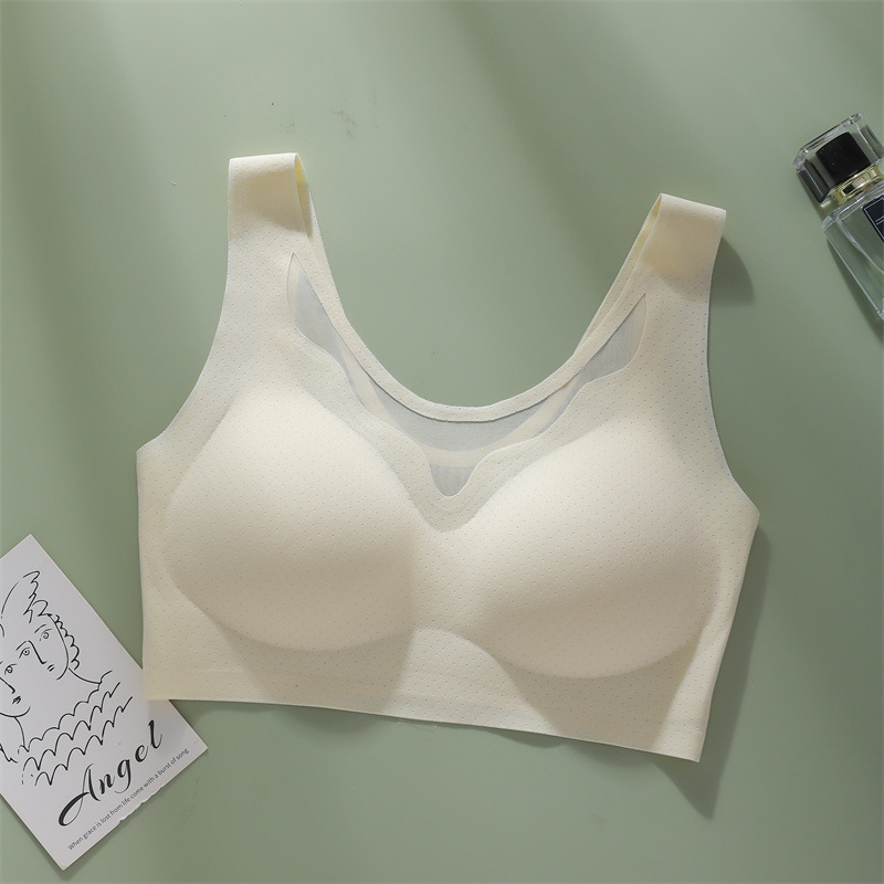Breathable vest push-up bra in champagne