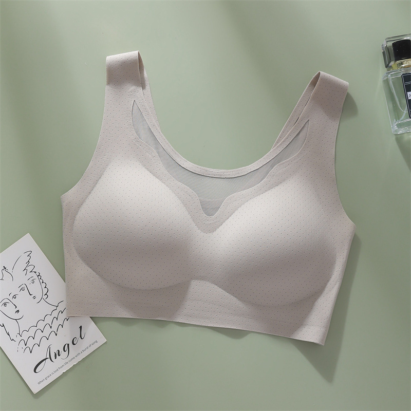 Breathable vest push-up bra in silver grey