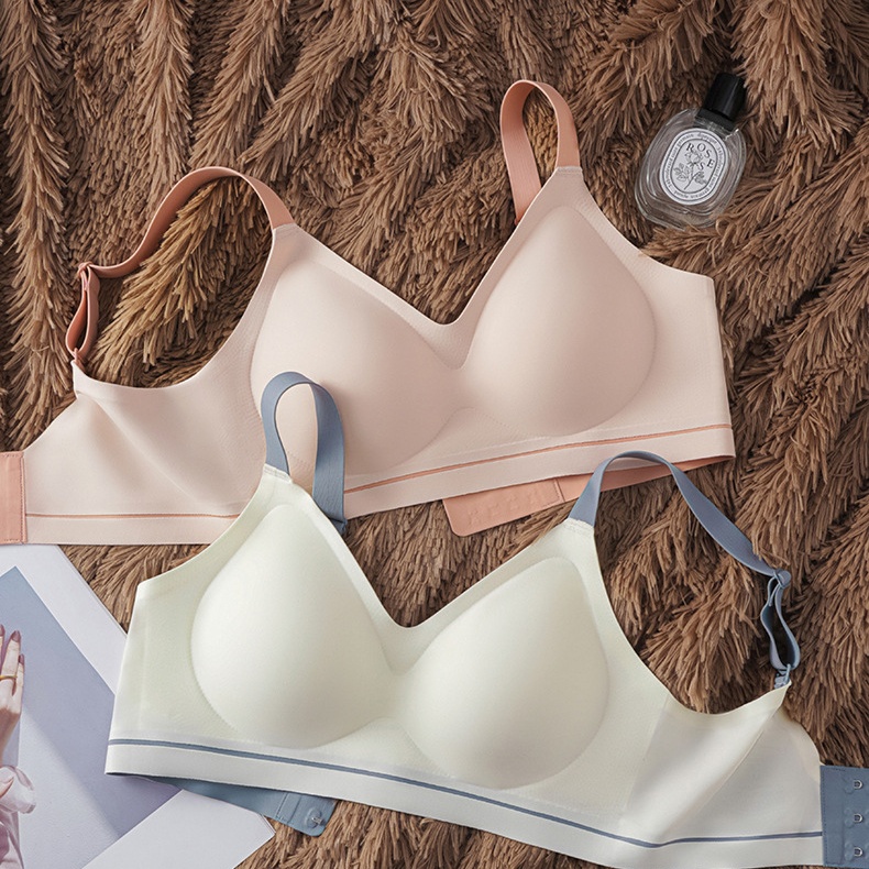 Wire-free push-up bra in blush pink and ivory