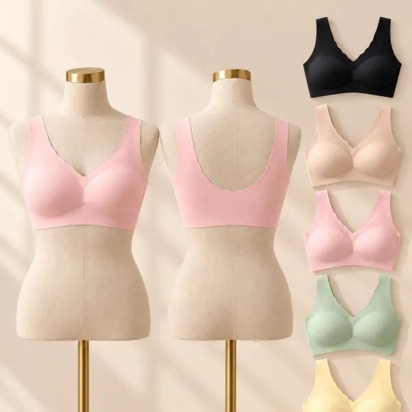 Seamless Comfort Bra on mannequin, front and back, with all 5 colours